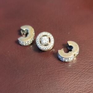 Pandora Charm Sterling Silver With Two Spacers , Rhinestone Accents.